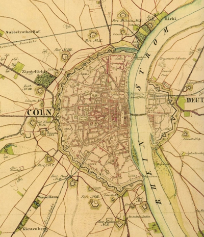 Karte Festung Köln um 1815